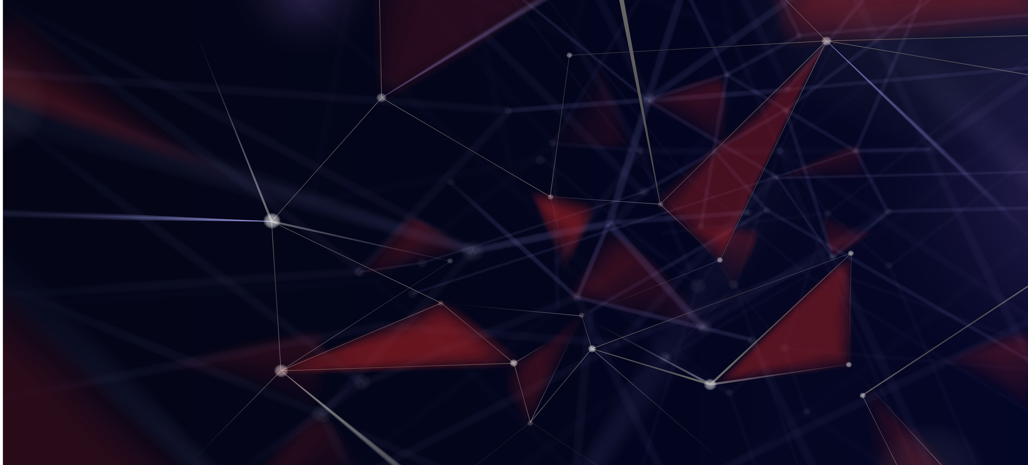 Abstrakcyjne ciemnogranatowo-czerwone geometryczne tło low-poly z połączonymi węzłami i liniami
